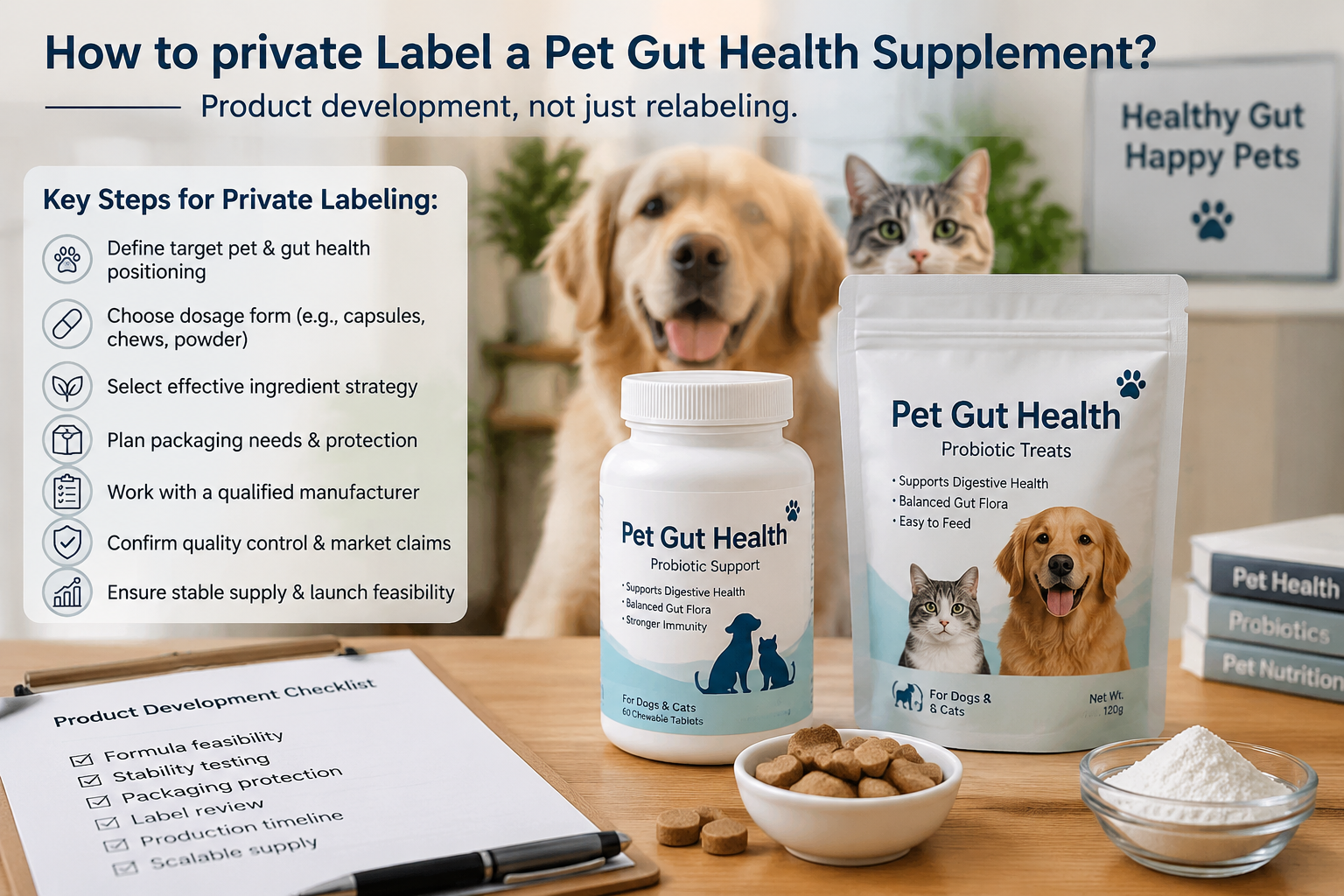 pet gut health supplement pre-launch checklist for private label brands