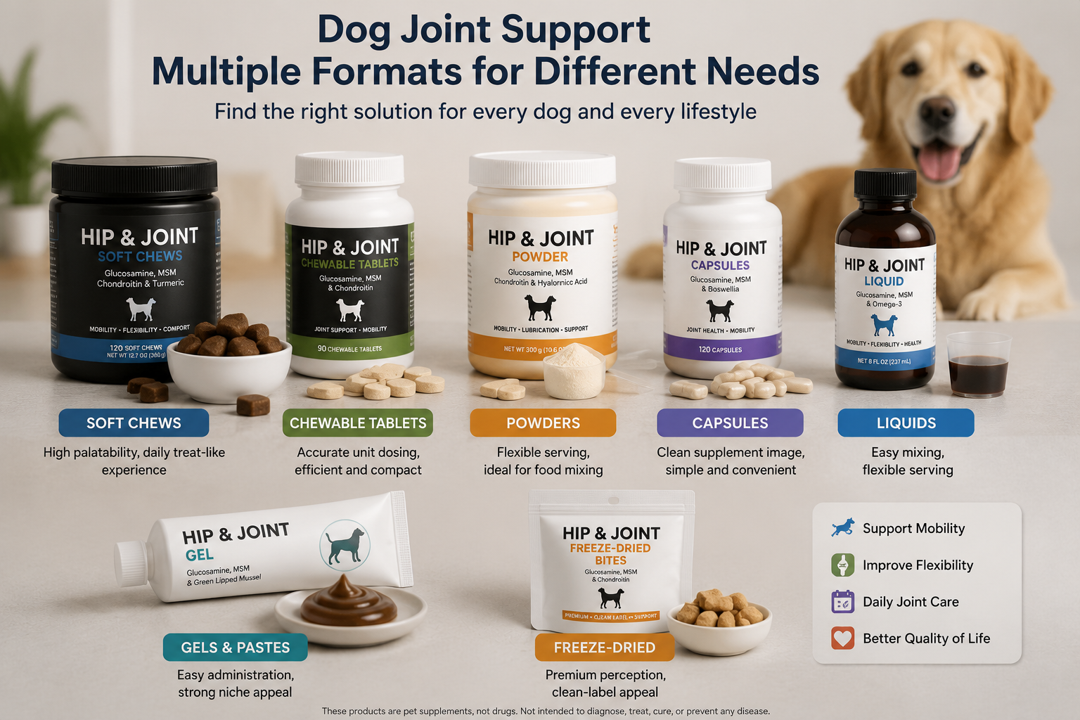 Glucosamine chews and private label dog joint supplement formats glucosamine chews and other private label dog joint supplement formats